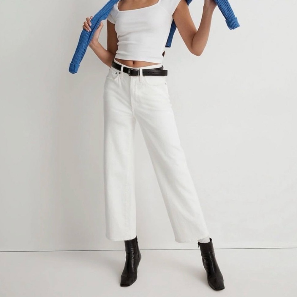 Madewell The Curvy Perfect Vintage Wide-Leg Crop Jeans White Size 32 NWT